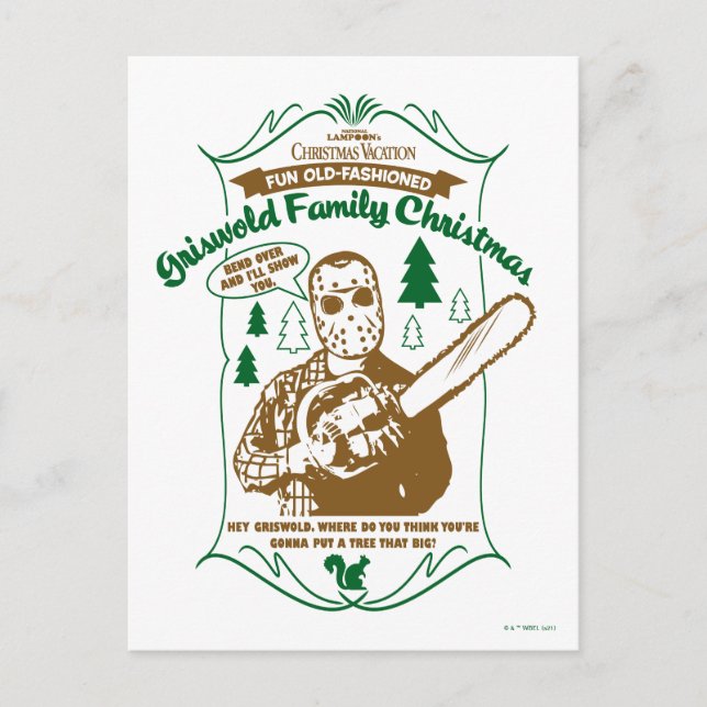 Carte Postale Griswold Famille de Noël Chainsaw Graphique (Devant)