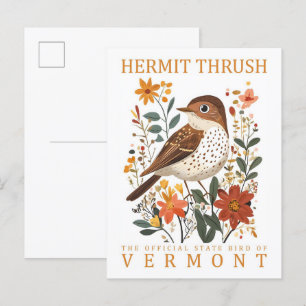 Carte Postale Grive solitaire Oiseau du Vermont Voyage