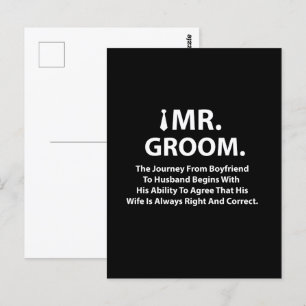 Carte Postale Groom Funny Citation Typographie