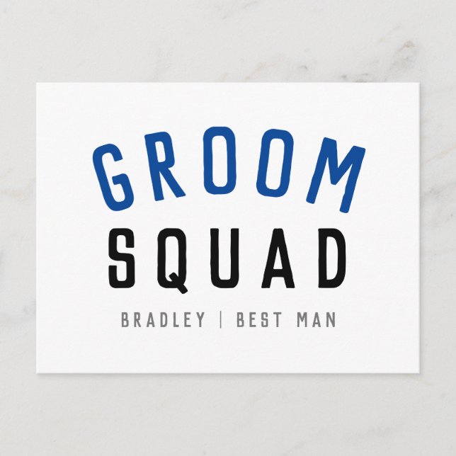 Carte Postale Groom Squad | Moderne Bachelor Groomsman Design (Devant)