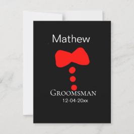 Carte Postale groomsman ajouter nom année noir arc chemise crava