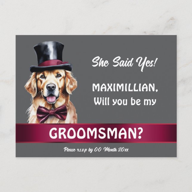 Carte Postale Groomsman golden extracteur toiloms proposition ma (Devant)