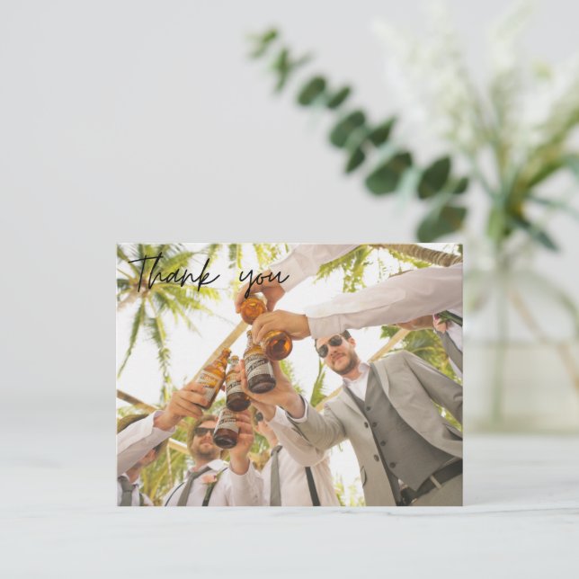 Carte Postale Groomsmen Best Man Mariage Photo Merci (Debout devant)