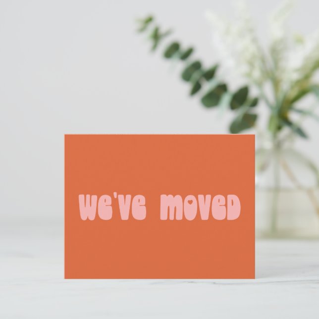 Carte Postale Groovy Rétro Orange Simple Adresse Nouveau Domicil (Debout devant)