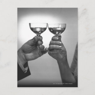 Carte Postale Gros plan sur la toiture en couple avec vin blanc 
