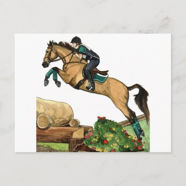 Carte Postale gros saut en peau de boucle xc HORSE ART Evasion (Devant)