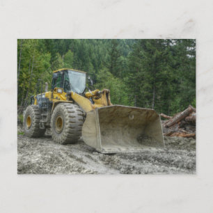 Carte Postale Gros tracteur à bulles jaune Équipement lourd
