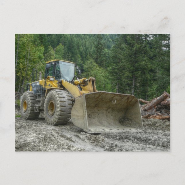 Carte Postale Gros tracteur à bulles jaune Équipement lourd (Devant)
