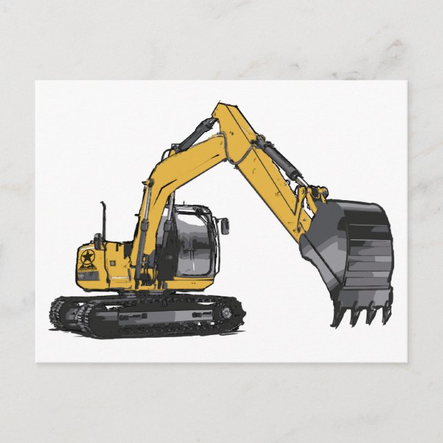 Carte Postale Grosse excavatrice jaune (Devant)