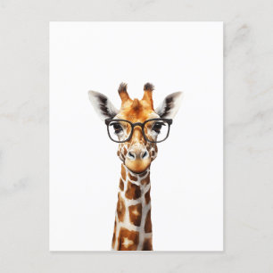 Carte Postale Grosse girafe avec lunettes