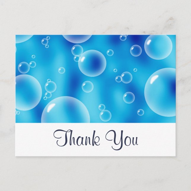 Carte Postale Grosses bulles bleues rebondissantes Merci (Devant)
