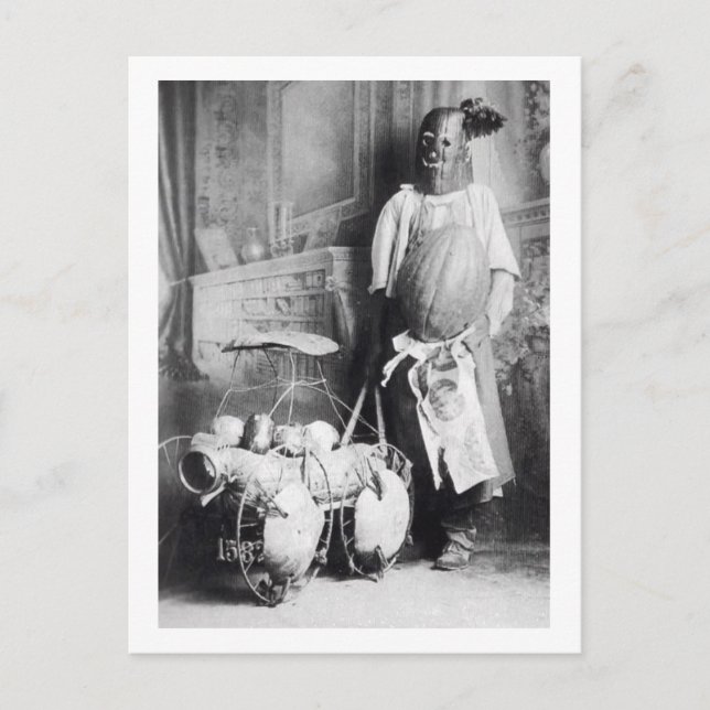 Carte Postale Grotesque Bizarre Effrayant Masque Halloween Vinta (Devant)