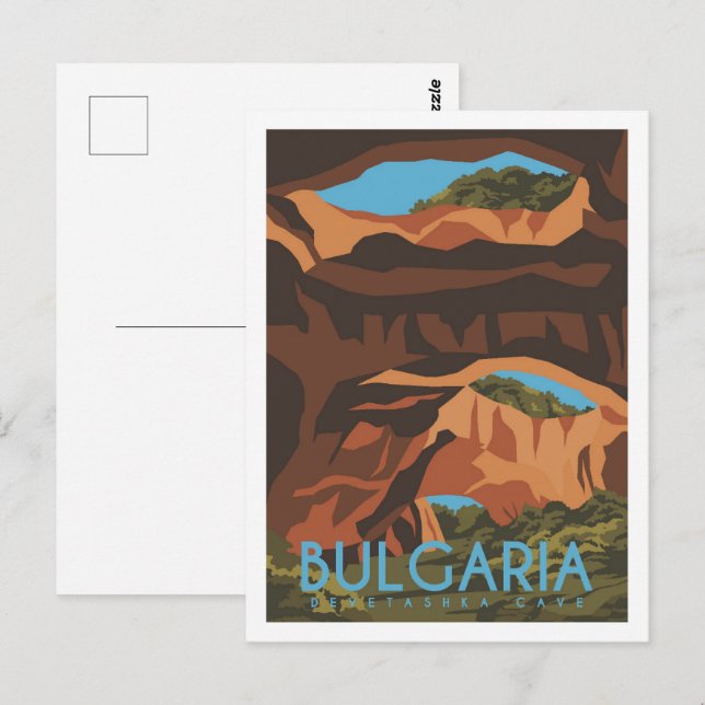 Carte Postale Grotte Devetashka Bulgarie Lieu de voyage Illustra (Devant / Derrière)