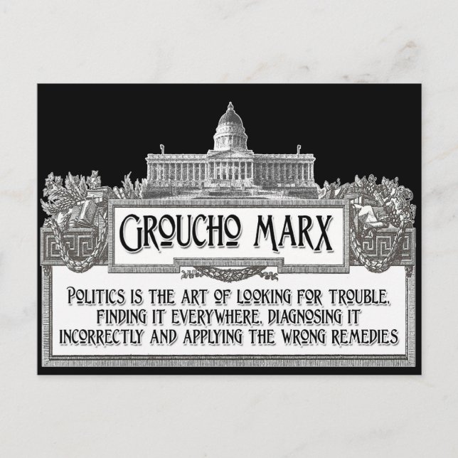 Carte Postale Groucho Marx sur la politique (Devant)