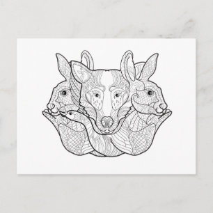 Carte Postale Group Animal Doodle