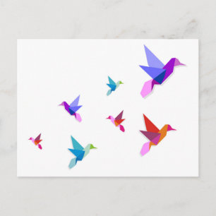 Carte Postale Groupe de colibris Origami