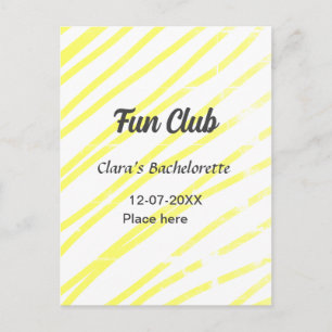 Carte Postale groupe de fête de célibataire Fun Club lignes jaun