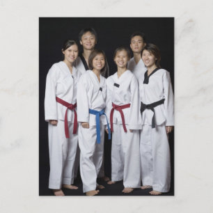 Carte Postale Groupe de joueurs d'arts martiaux debout et
