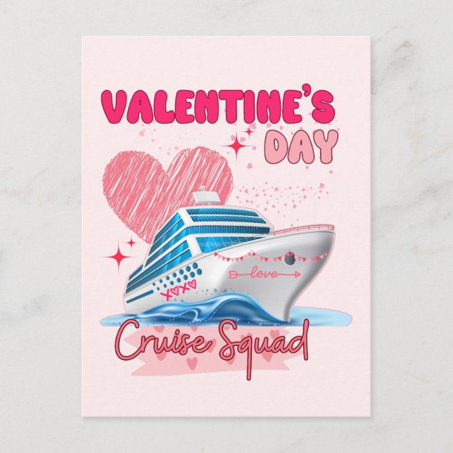 Carte Postale Groupe de vacances de la Saint-Valentin Croisière  (Devant)