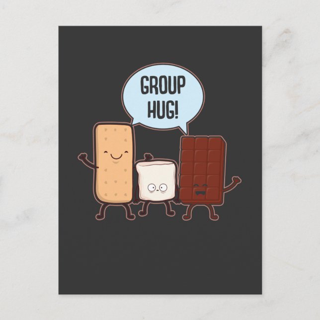 Carte Postale Groupe Hug Chocolat Marshmallow Camping S'mores (Devant)