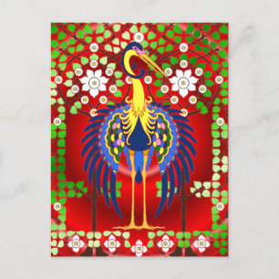 Carte Postale Grue Art Nouveau colorée