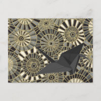 grue chanceuse or motif japonais fan