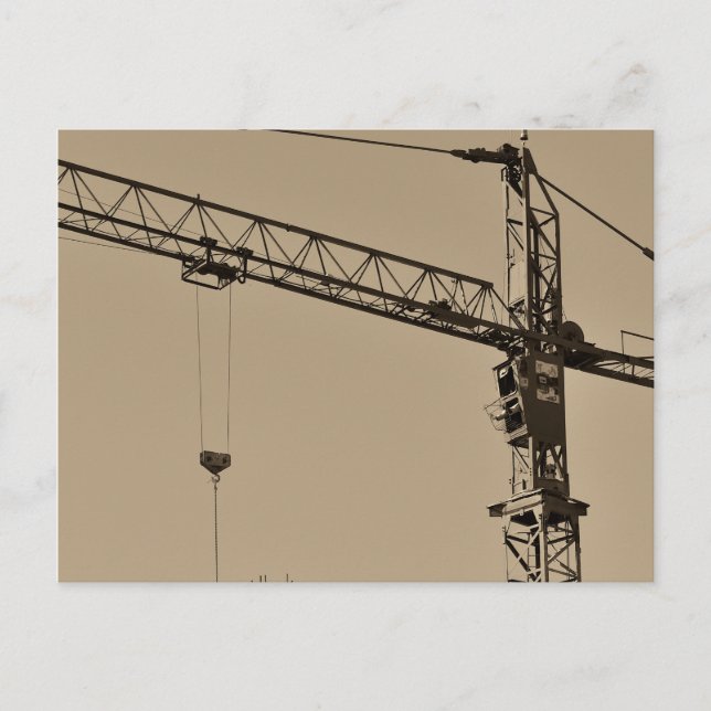 Carte Postale Grue de construction Sepia (Devant)