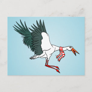 Carte Postale Grue Volante Portant Une Écharpe Cou