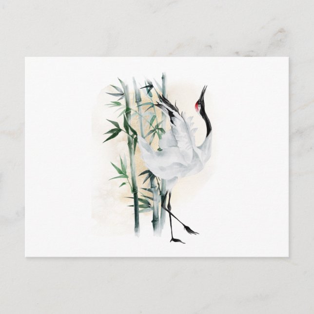 Carte Postale Grues et bambou du Japon (Devant)