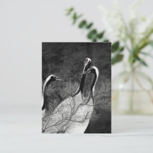 Carte Postale Grues japonaises noires et blanches modernes