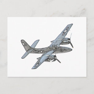 Carte Postale Grumman F7F Tigercing Dessin au crayon de l'aérone