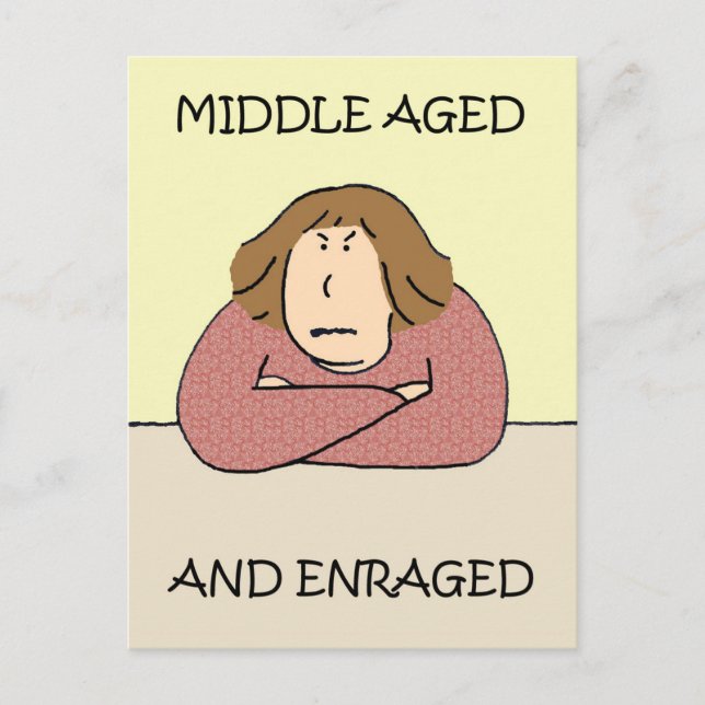 Carte Postale Grumpy Moyen Age Lady Cartoon Humour (Devant)