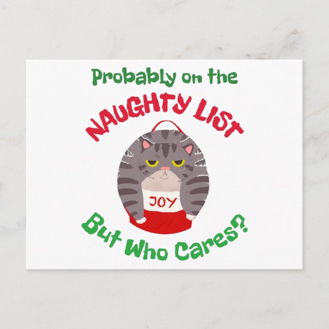 Carte Postale Grumpy Sarcastique chat de Noël Probablement sur l (Devant)