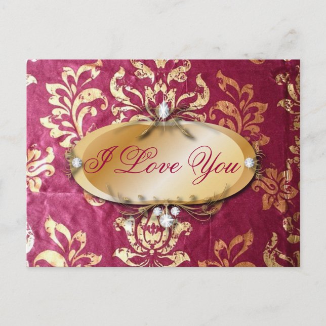 Carte Postale grunge floral Victorian Gold Bourgogne (Devant)