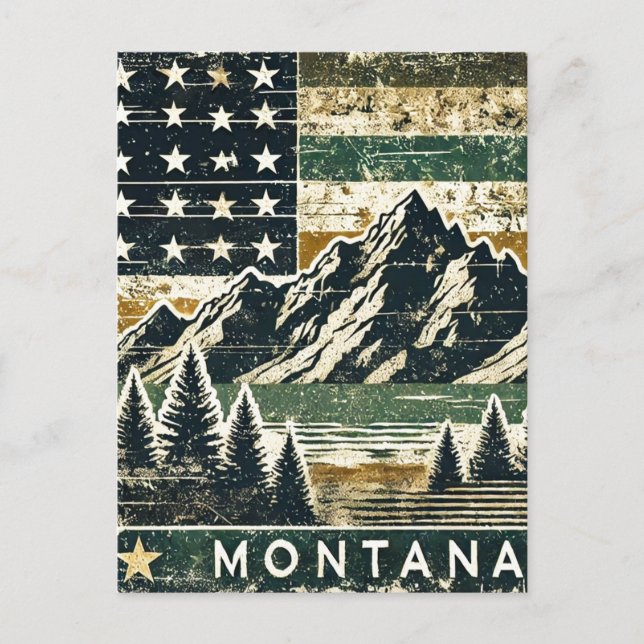 Carte Postale Grunge Montana en détresse (Devant)