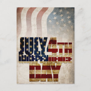 Carte Postale Grunge USA juillet 4 Juillet Indépendance Graphiqu