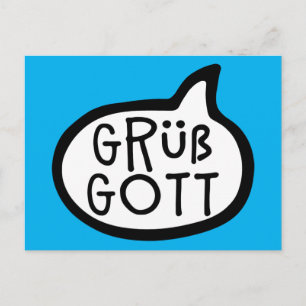 Carte Postale Grüß Gott, Allemand Bavarois Autrichien Bonjour