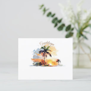 Carte Postale Guadeloupe: Coucher de Soleil Tropical en Aquarell
