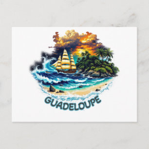 Carte Postale Guadeloupe Île & Voilier Postcard