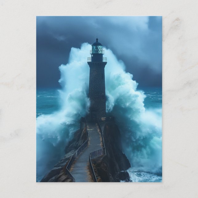 Carte Postale Guardian Tempestueux - Phare Dans La Mer Stormy (Devant)