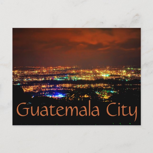 Carte Postale Guatemala City, Guatemala, C.A. la nuit. (Devant)
