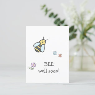 Carte Postale Guéris vite ! Fleurs Mignonnes et Abeille Prompt r