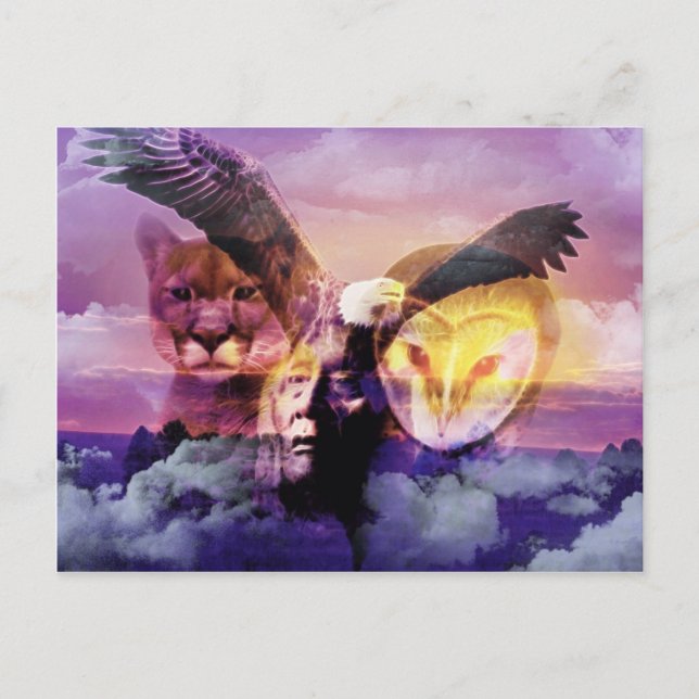 Carte Postale Guerrier amérindien (Devant)