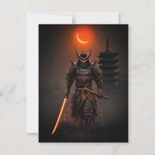 Carte Postale Guerrier Futuriste Samouraï Cyberpunk