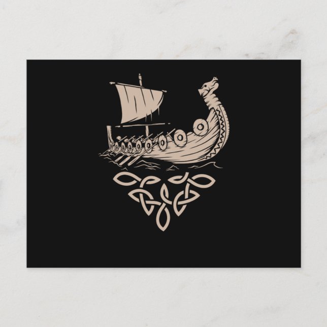 Carte Postale Guerrier Norse Mythologie Viking Ship Valhalla Cad (Devant)