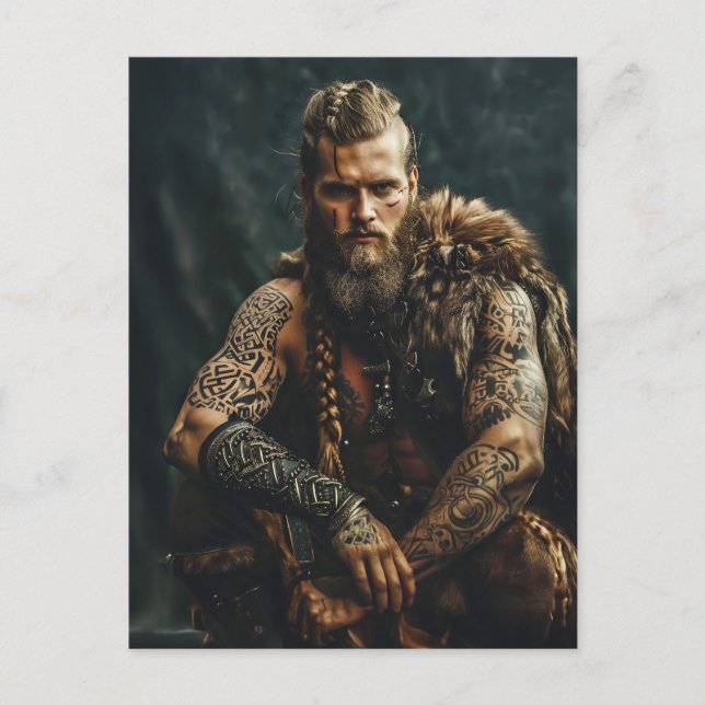 Carte Postale Guerrier Viking en tenue authentique (Devant)