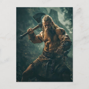 Carte Postale Guerrier Viking en tenue authentique