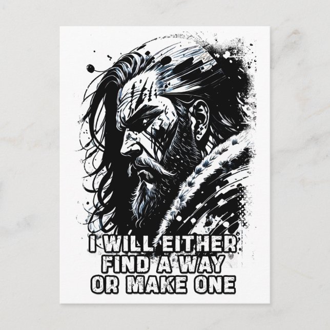 Carte Postale Guerrier viking Norse Mythologie Mots puissants (Devant)