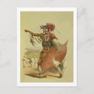 Carte Postale Guerrier zoulou, Utimuni, neveu de Chaka le Zu déf