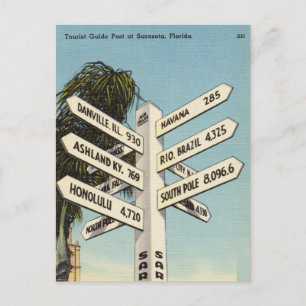 Carte Postale Guide Touristique vintage Post Sarasota Plage Flor